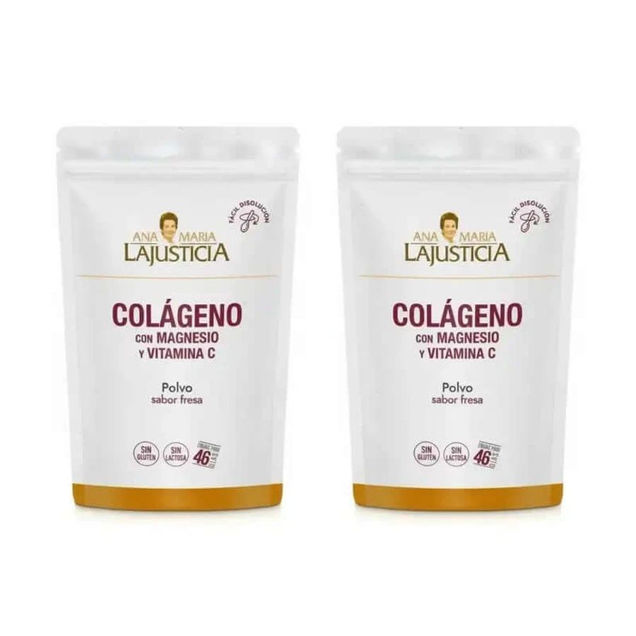 Ana Maria Lajusticia Collageen met magnesium + Vit.C Poeder Doypack met aardbeiensmaak, 2x350 gram