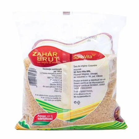 Azúcar de caña sin refinar, 500 g, Sanovita