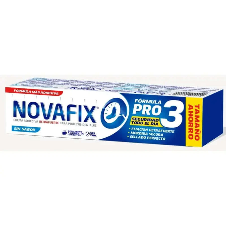 Novafix Pro3 Kleefcrème zonder smaak voor kunstgebitten, 70g