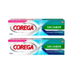 Corega Duplo Extra Fort Crème adhésive sans saveur, 2 x 40 g