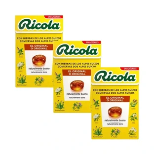 RICOLA suikervrije snoepjes met kruiden en STEVIA Pakje 3 x 50 G