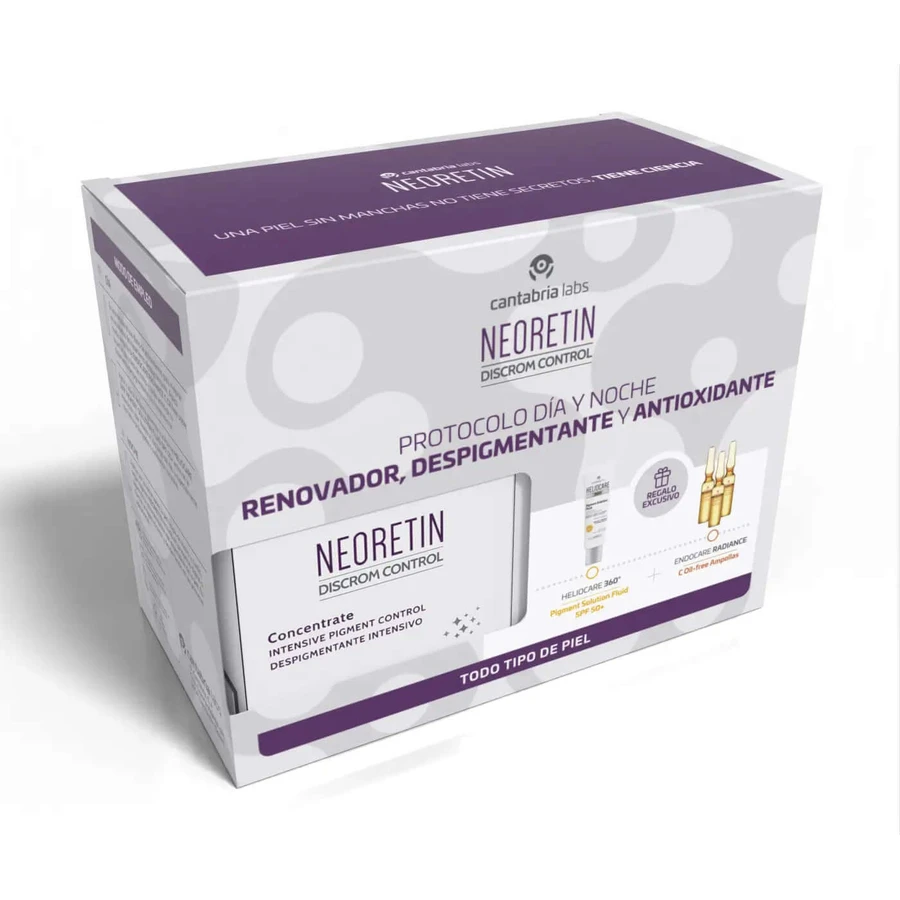 Neoretin Pack Discrom Concentred + Heliocare 360° Pigment solution SPF50+ Endocare Radiance Samples