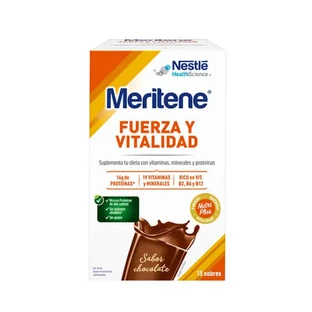 Meritene Strength & Vitality Shake with chocolate flavor, 15 sachets x 30 g