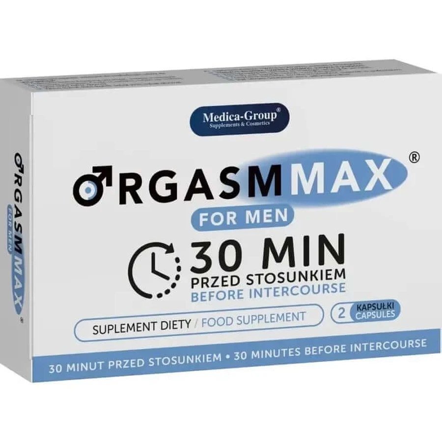 Medica Group Orgasm Max for Men Suplemento dietético natural para aumentar la vitalidad y el rendimiento sexual masculino , 2 cápsulas