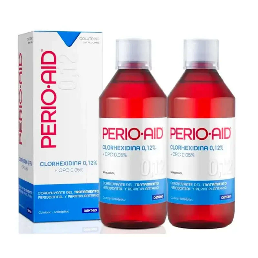 Perio Aid Duplo Enjuague bucal sin alcohol, 2 x 500 Ml
