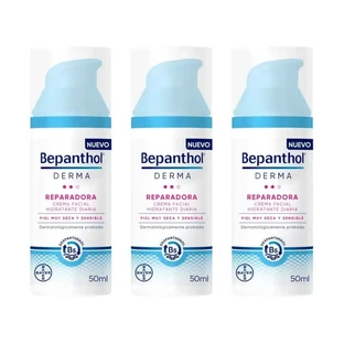 Bepanthol Derma Crema Facial Hidratante Diaria Reparadora, 3X50 Ml