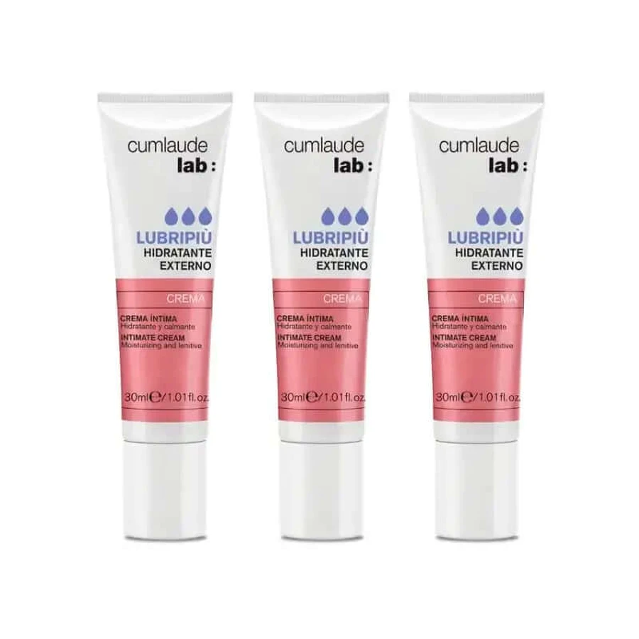 Cumlaude Lab Lubripiù Crema hidratante vulvar, envase 3 x 30 ml