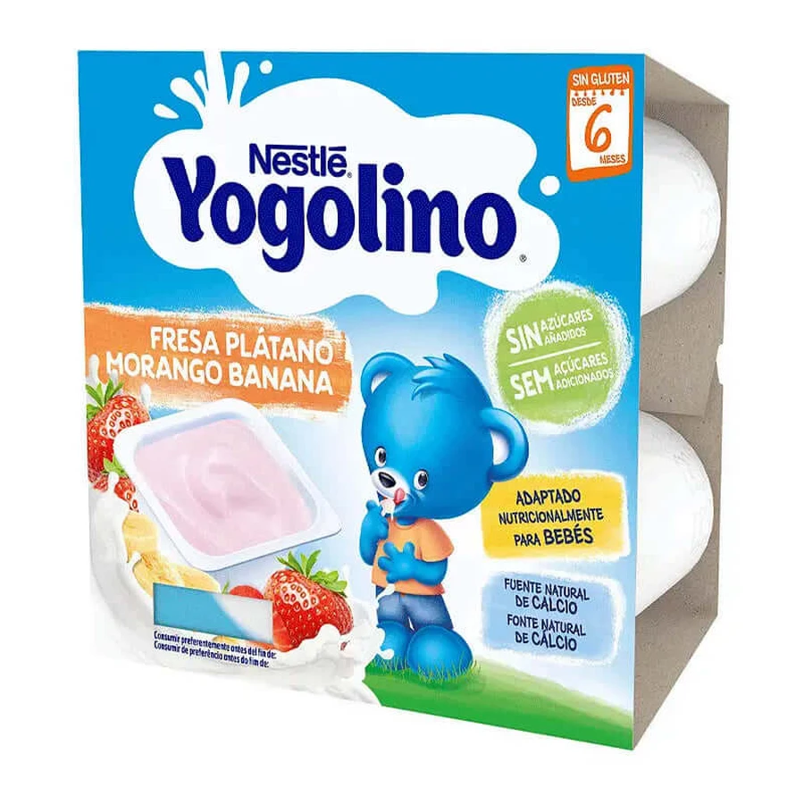 Nestlé Yogolino Aardbei Banaan Suikervrij, 4X100g