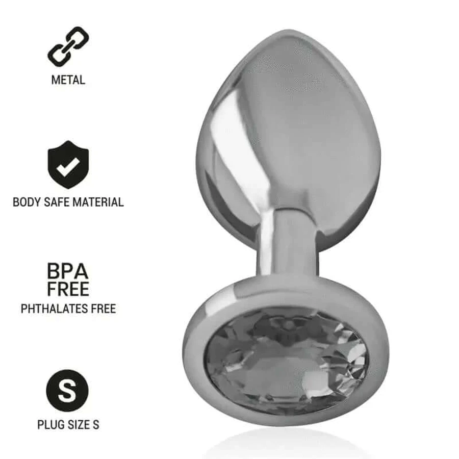 Intense Anal Plug Metall Aluminium Metall Plug mit schwarzem Kristall Größe S