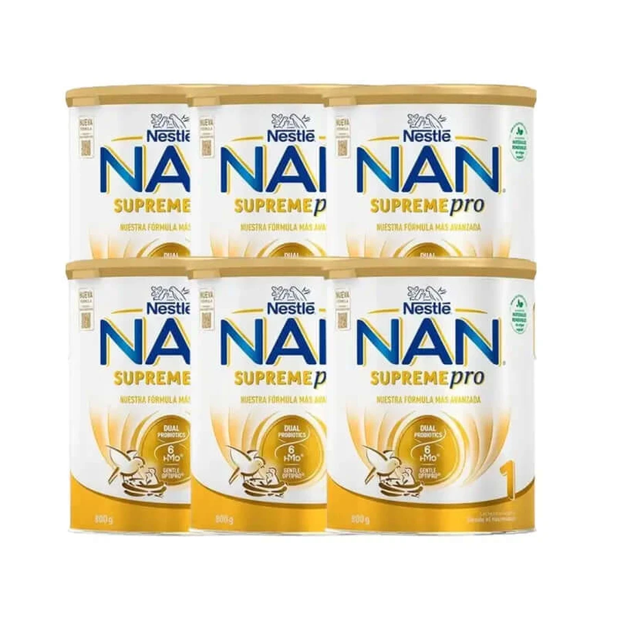 Nestlé Nan Nan Supreme Pro 1 Leche para principiantes, paquete de 6x800 gr