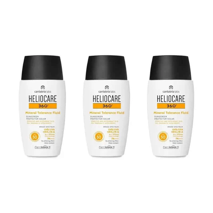 Heliocare 360º Fluido Mineral Tolerancia Spf50, 3X50 Ml
