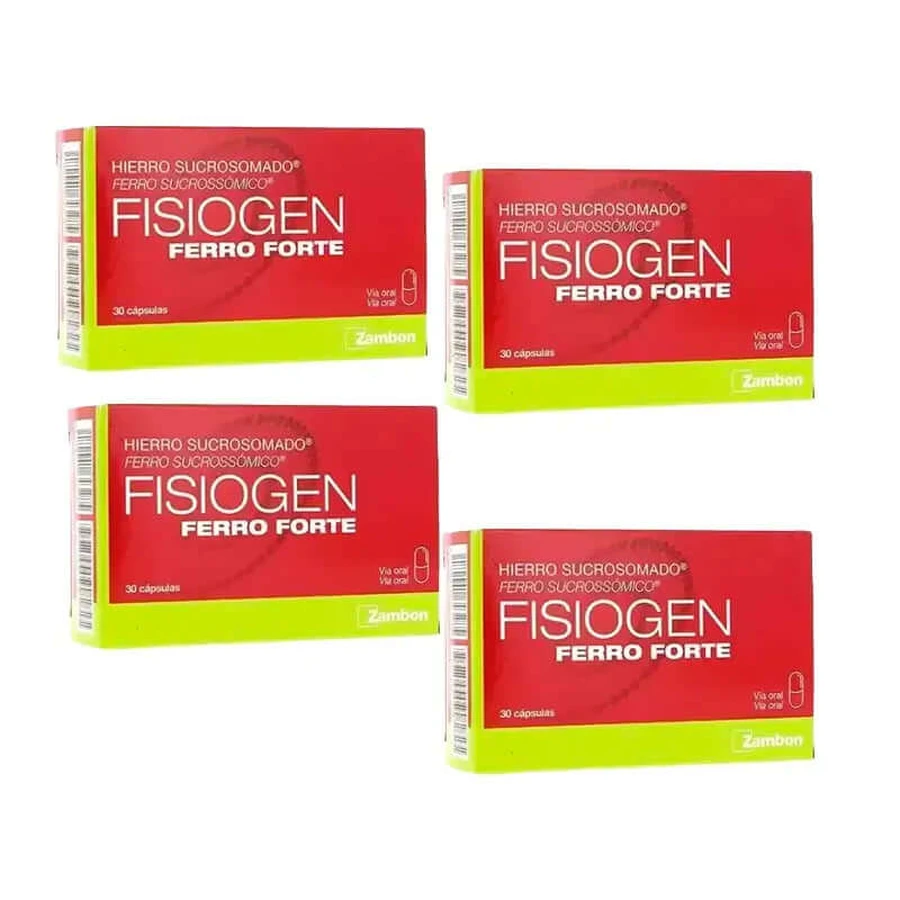 Fisiogen Iron Forte, Packung mit 4 x 30 Kapseln