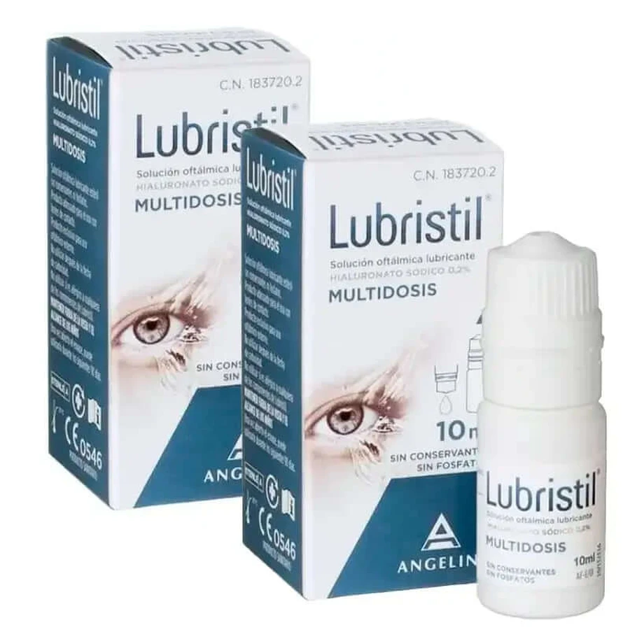 Lubristil multidosis oogheelkundige smeeroplossing, verpakking 2 x 10 ml