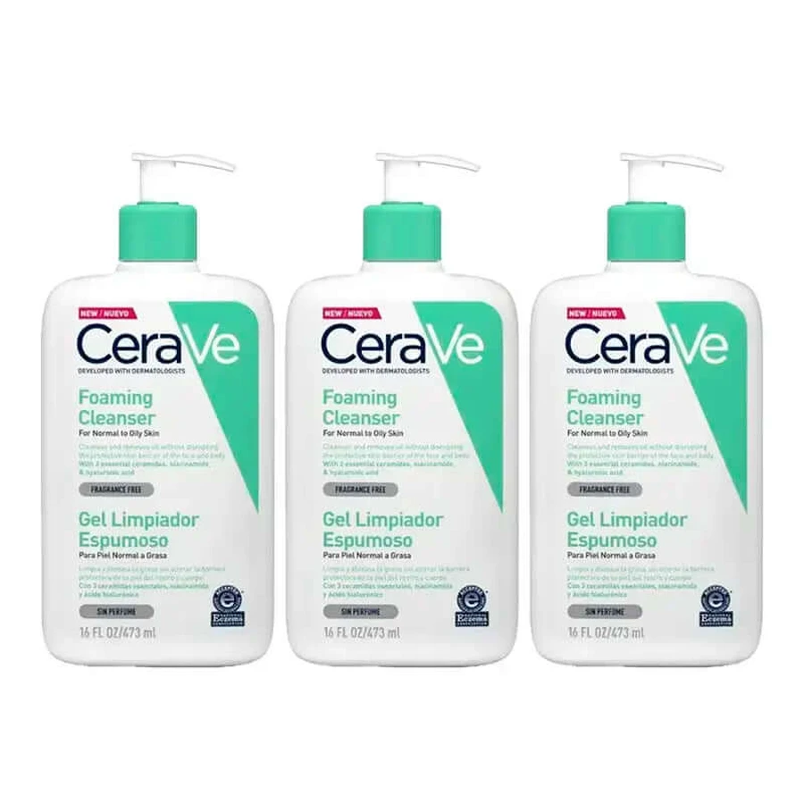 CeraVe Foaming Cleansing Gel, pack 3 x 473 ml