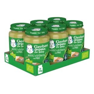 GERBER Pack Bio-Salzgläser Brokkoli, Erbsen und Pute , 190g x 6 Stück