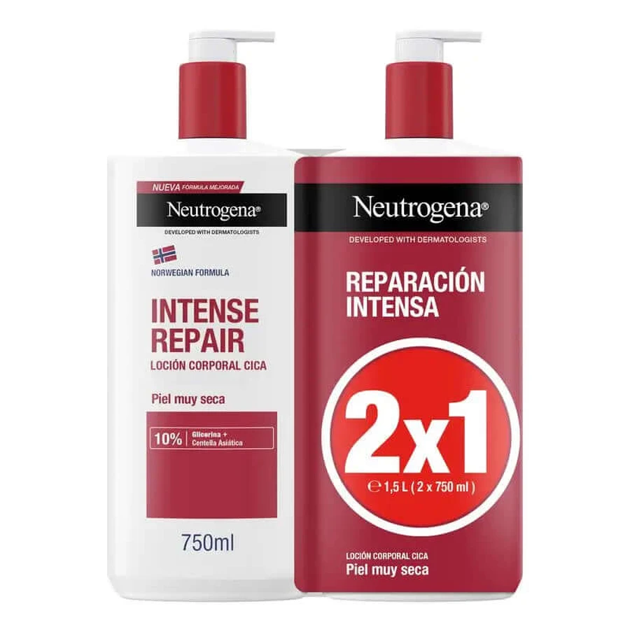 Neutrogena Neutrogena Cremă de corp hidratantă reparatoare pentru pielea foarte uscată Cica, pachet 2x750 ml