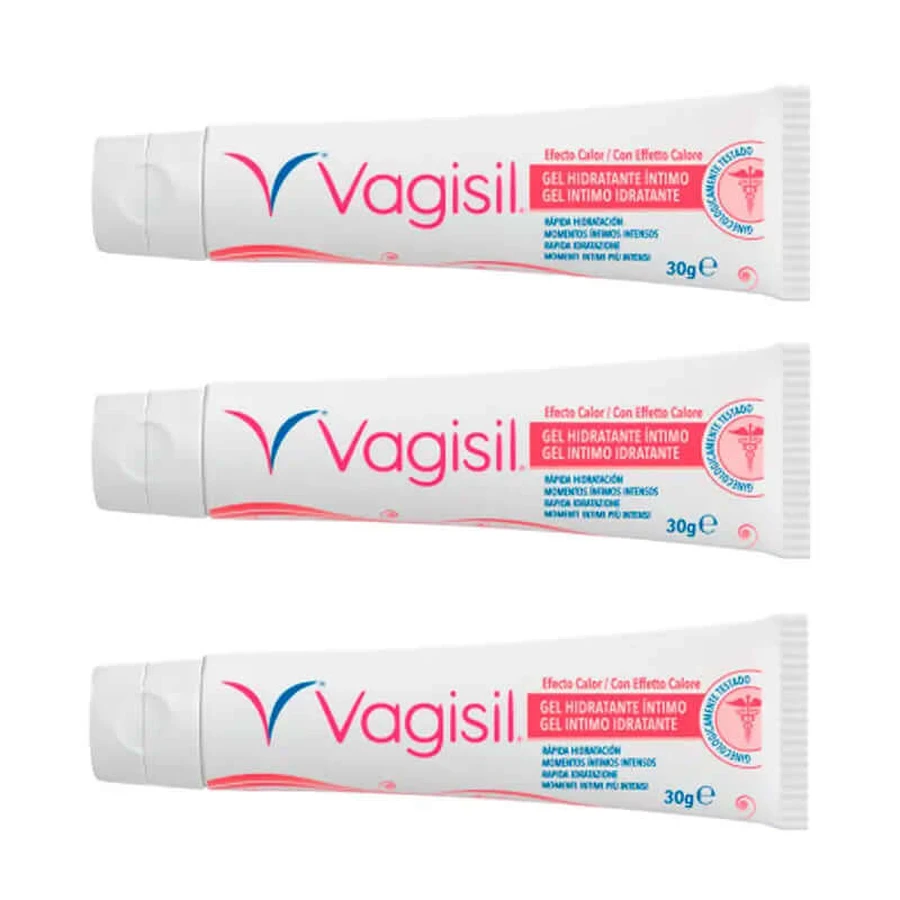 Pack 3 Vagisil Intimate moisturizing gel with warming effect, 30gr