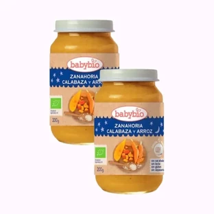 Babybio Goodnight Zanahoria-Calabaza-Arroz, envase 2 x 200 gramos