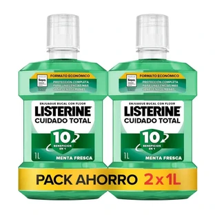 Listerine Mondwater om tanden en tandvlees te beschermen, fresh mint, verpakking van 2X1L
