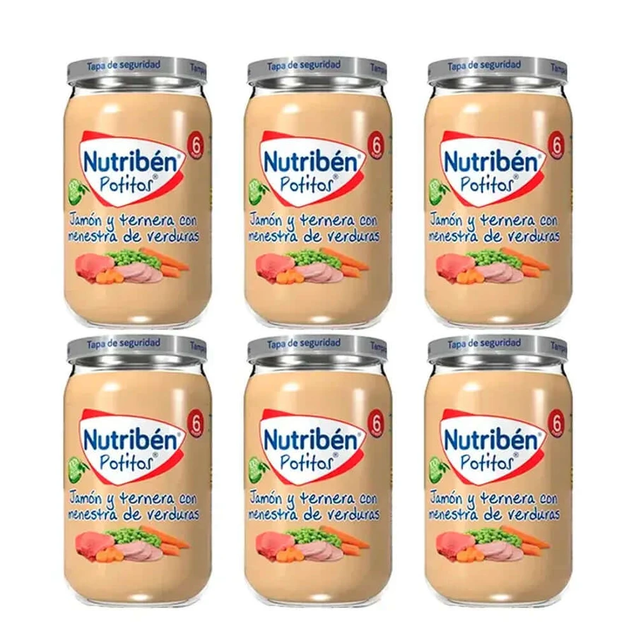 Nutriben Potito Schinken & Rindfleisch mit Gemüseeintopf , 6 x 235 Gramm
