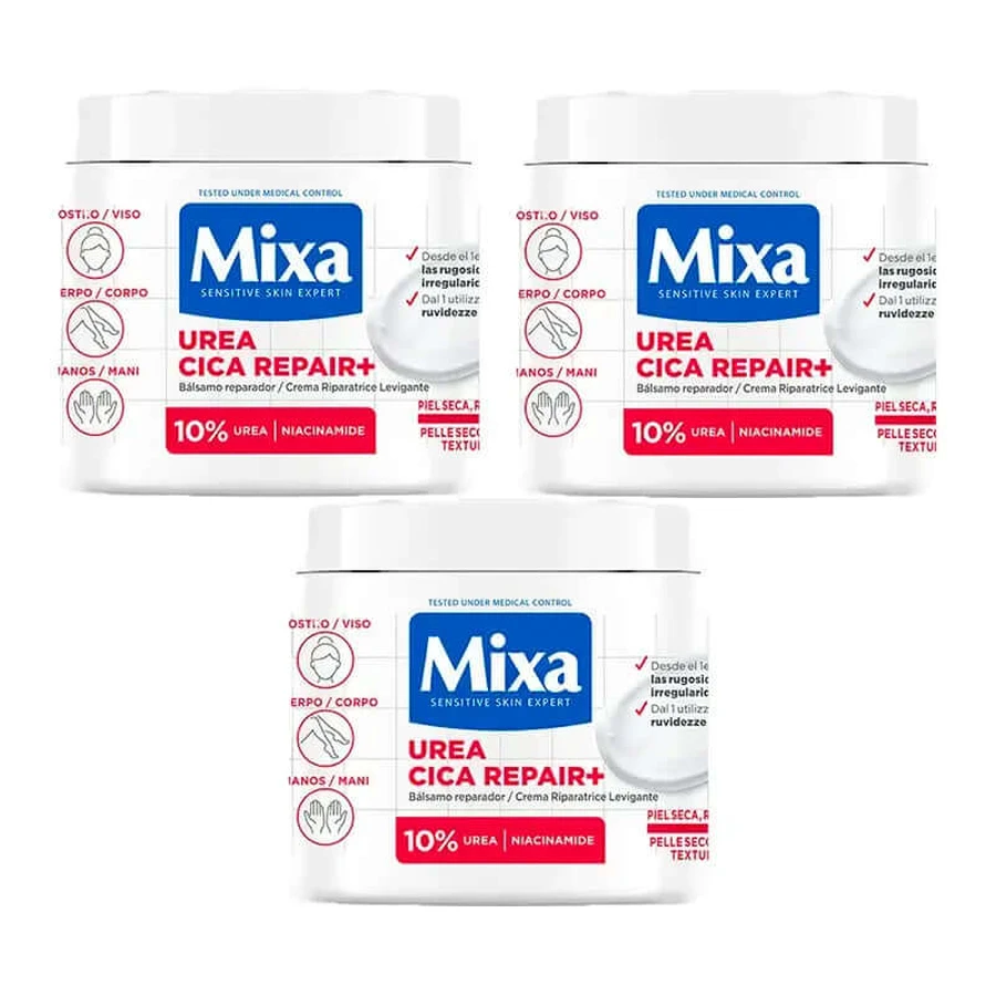 Mixa Triple Urea Cica Repair+ Repairing Conditioner for Dry, Rough and Irregular Skin 3 x 400Ml