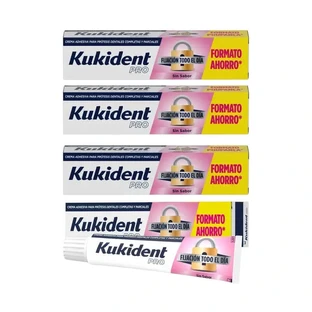 Kukident Quadruple Pro Complete denture adhesive cream, Neutral 4 x 70 Gr