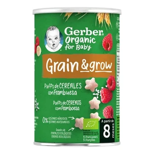Gerber Puff Puff Bio Graan en Snack met frambozen, 35 g