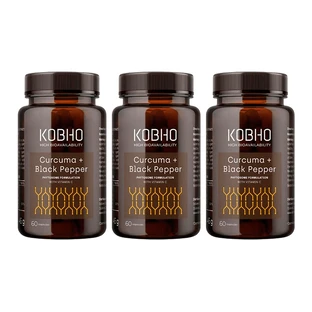 Kobho Labs Kurkuma + zwarte peper supplement, 3 x 60 capsules