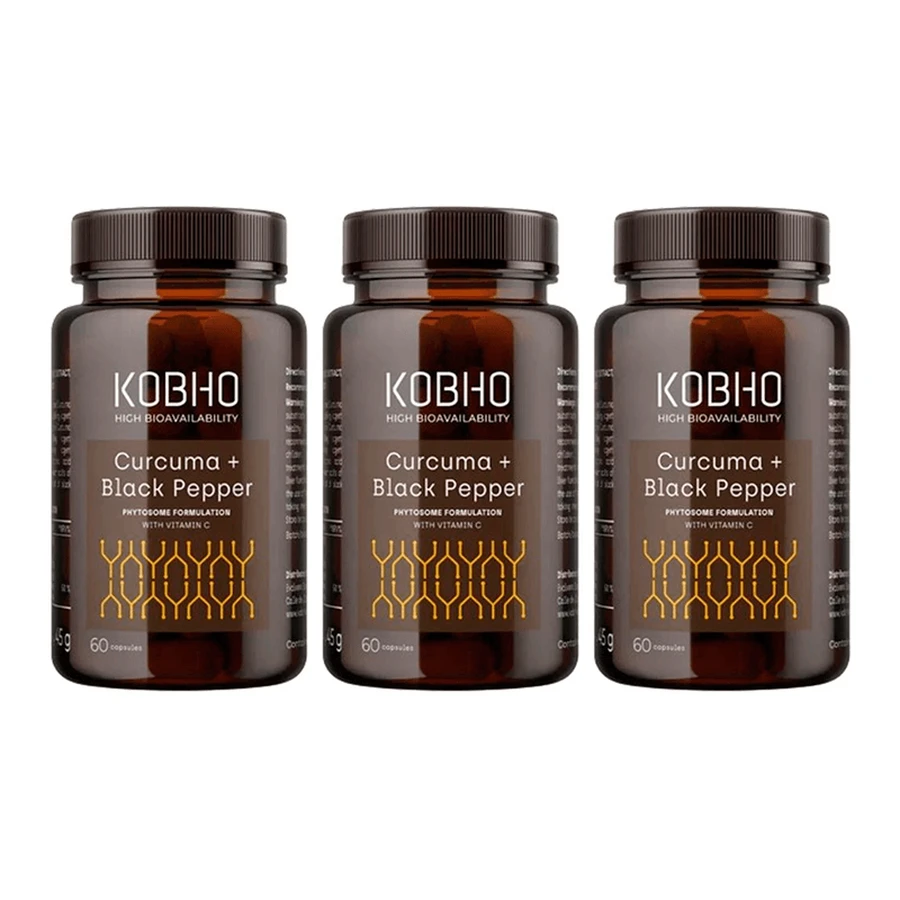 Kobho Labs Kurkuma + zwarte peper supplement, 3 x 60 capsules