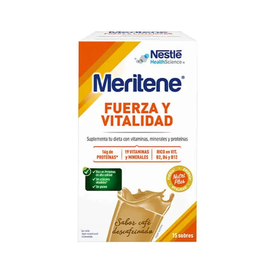 Meritene Strength & Vitality Shake mit entkoffeiniertem Kaffeegeschmack, 15 Beutel