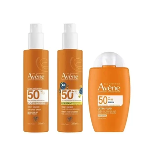 Avène Ultra Invisible Fluid Spf50 50 Ml + Invisible Spray Spf 50 200 Ml + Invisible Spray Spf 50+ für Kinder 200 Ml