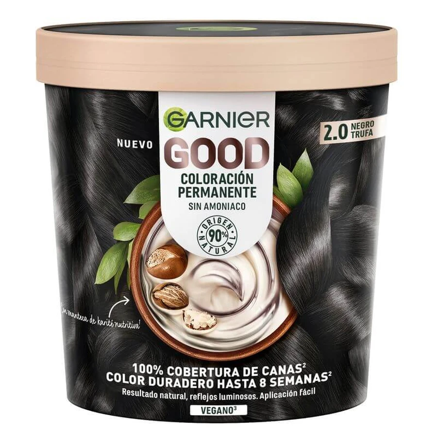Garnier Good Permanente kleuring Ammoniakvrij, 90% natuurlijke oorsprong Tint 2.0 Truffelzwart.