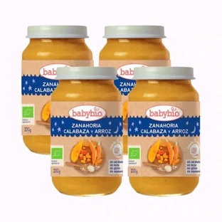 Babybio Goodnight Zanahoria-Calabaza-Arroz, envase 4 x 200 gramos