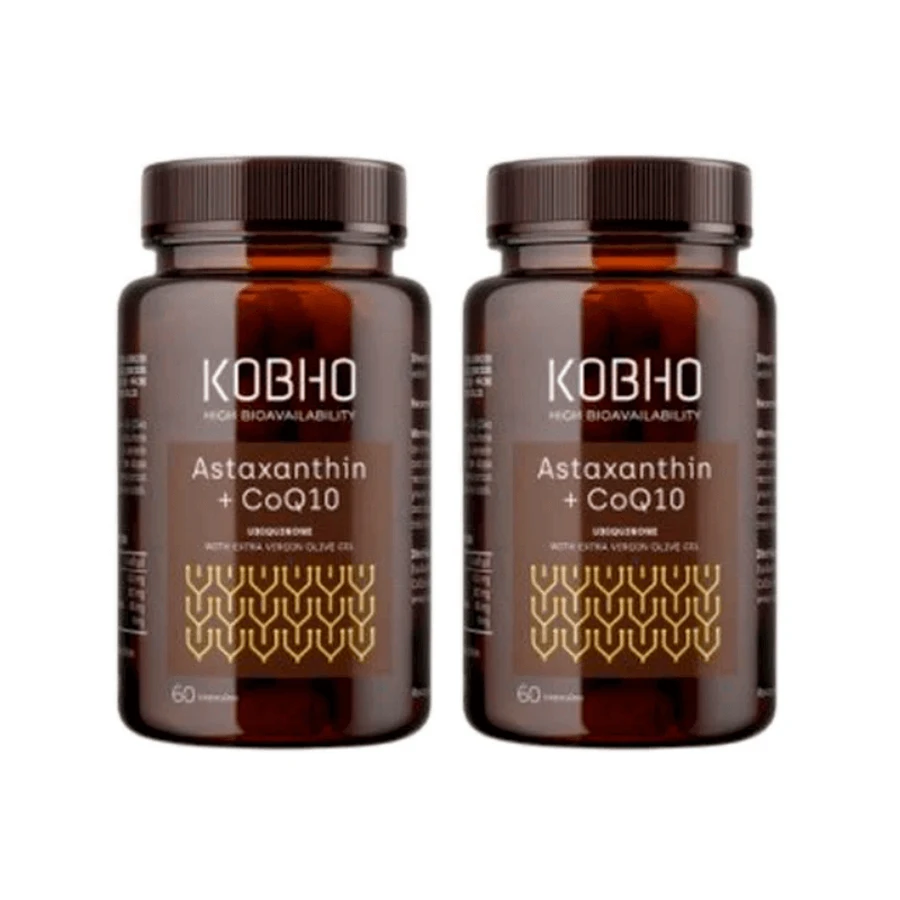 Kobho Labs Duplo Suplemento Astaxantina + Coenzima Q10, 2 x 60 cápsulas