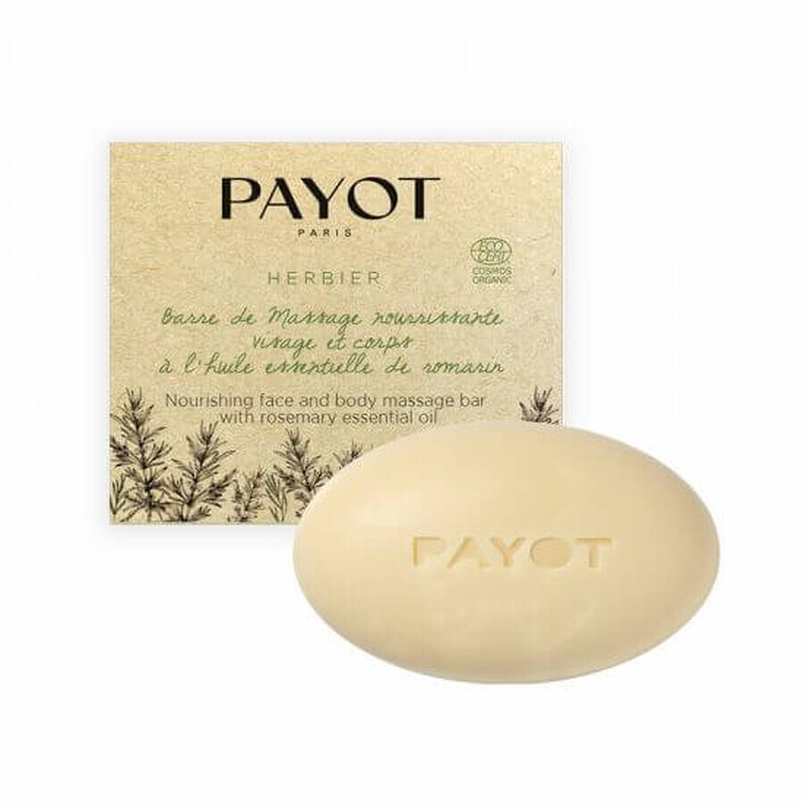 Pain de massage nourrissant à l'huile essentielle de romarin pour le visage et le corps Herbier, 50g, Payot