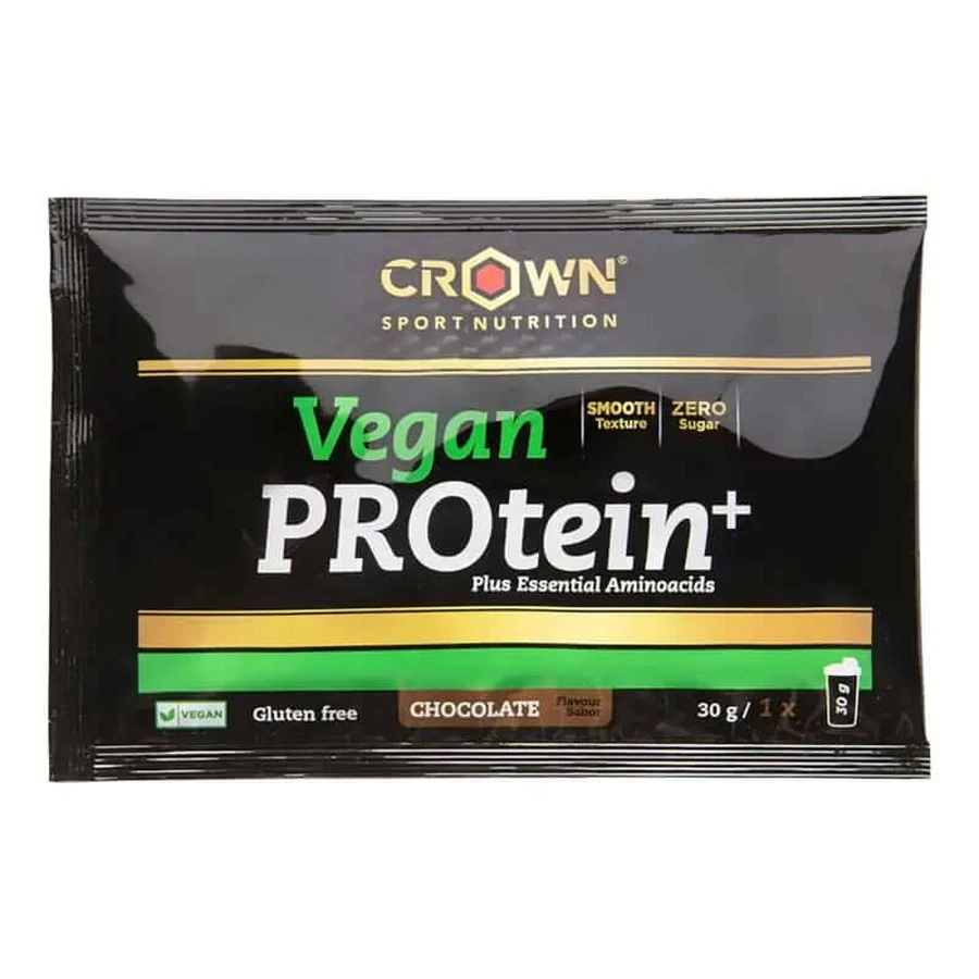Crown Sport Nutrition Vegan Protein+ Schokolade Einzelportion, 30 g