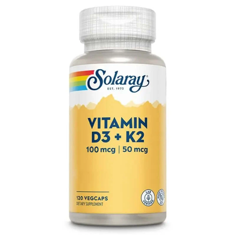 Solaray Vitamin D3 & K2 (Mk7), 120 Kapseln