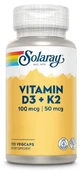 Solaray Vitamina D3 &amp; K2 (Mk7), 120 Cápsulas