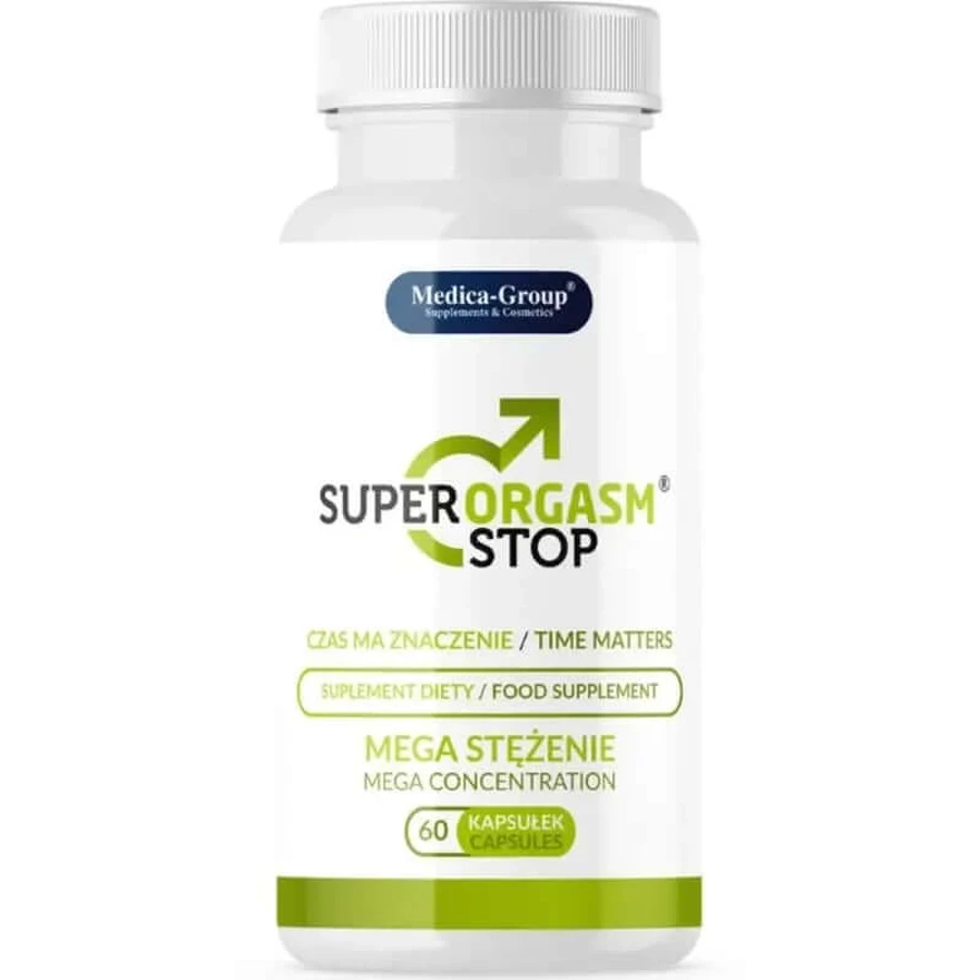 Medica Group Super Orgasm Stop Cápsulas naturales para controlar la eyaculación y aumentar la resistencia sexual , 60 cápsulas