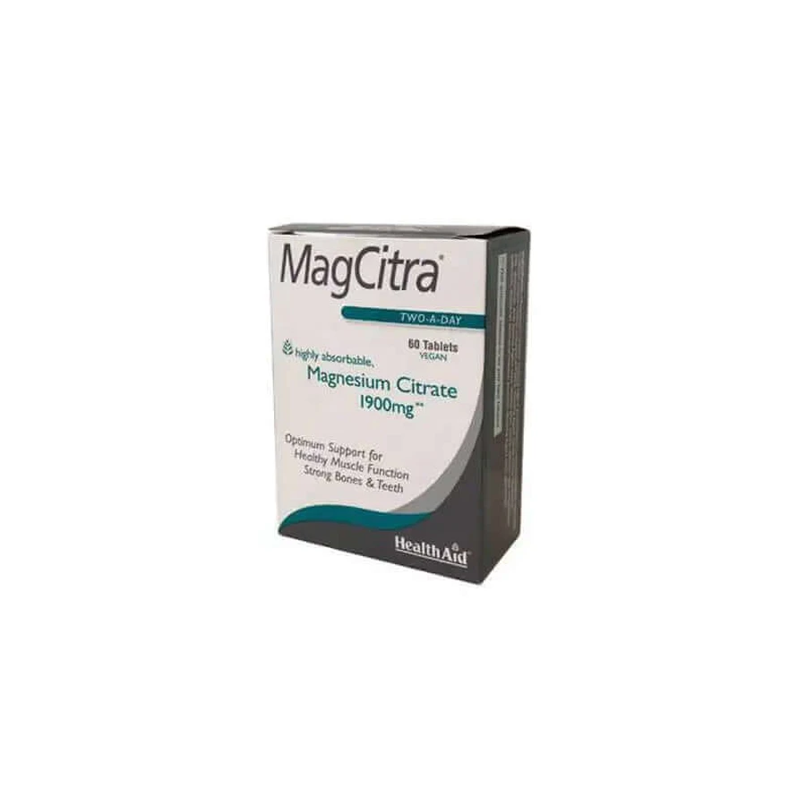 Health Aid MagCitra Citrate de Magnésium 1900 mg 60 comprimés