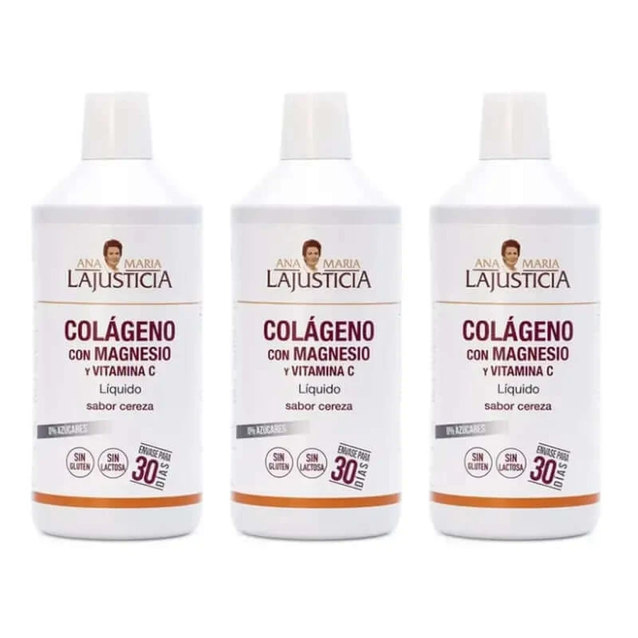 Ana Maria Lajusticia Colágeno con magnesio + vitamina C sabor cereza, 3x1 L