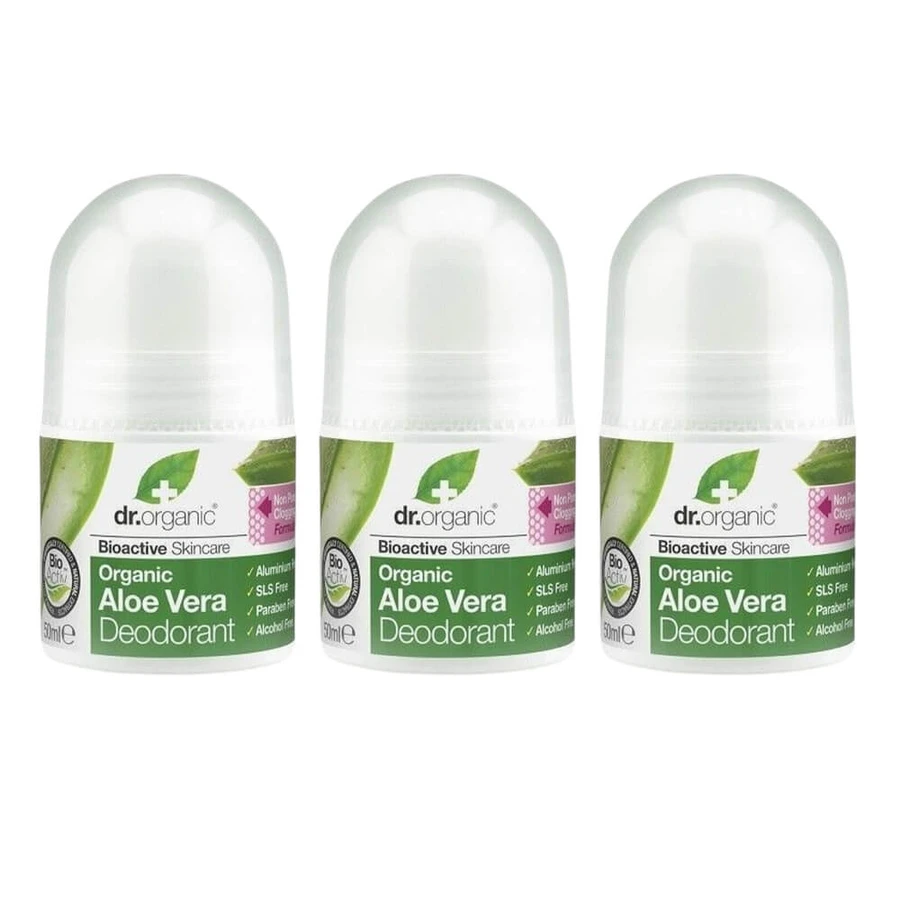 Dr.Organic Aloe Vera Déodorant Naturel Roll-On Sans Aluminium 3x50ml