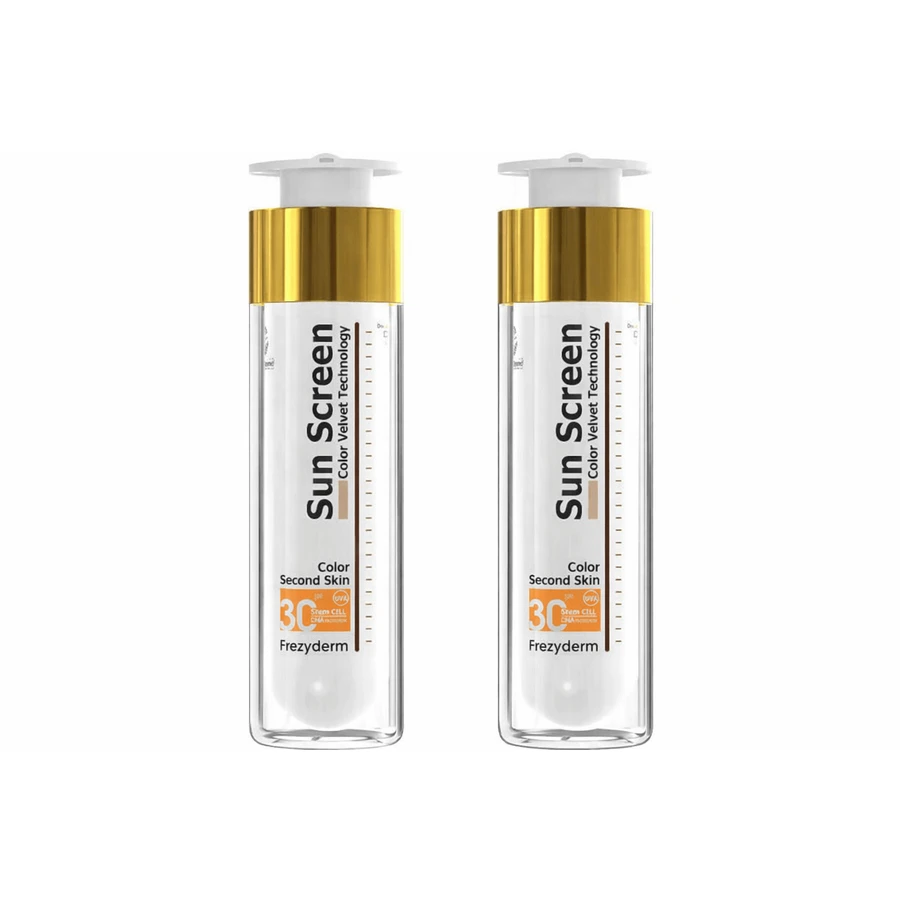 Frezyderm Sun Screen Color Velvet Crema solar facial resistente al agua SPF30 con pigmento 2x50ml