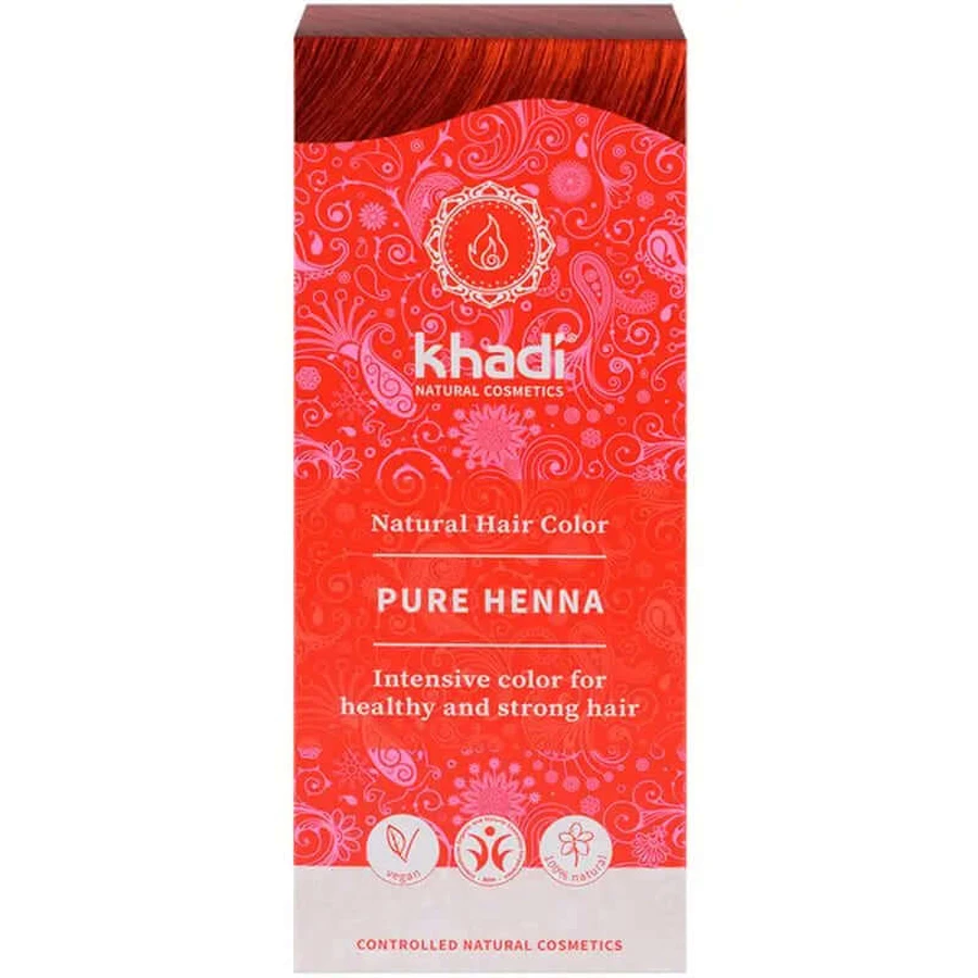 Khadi Henna natural 100% puro rojo, 100 gr