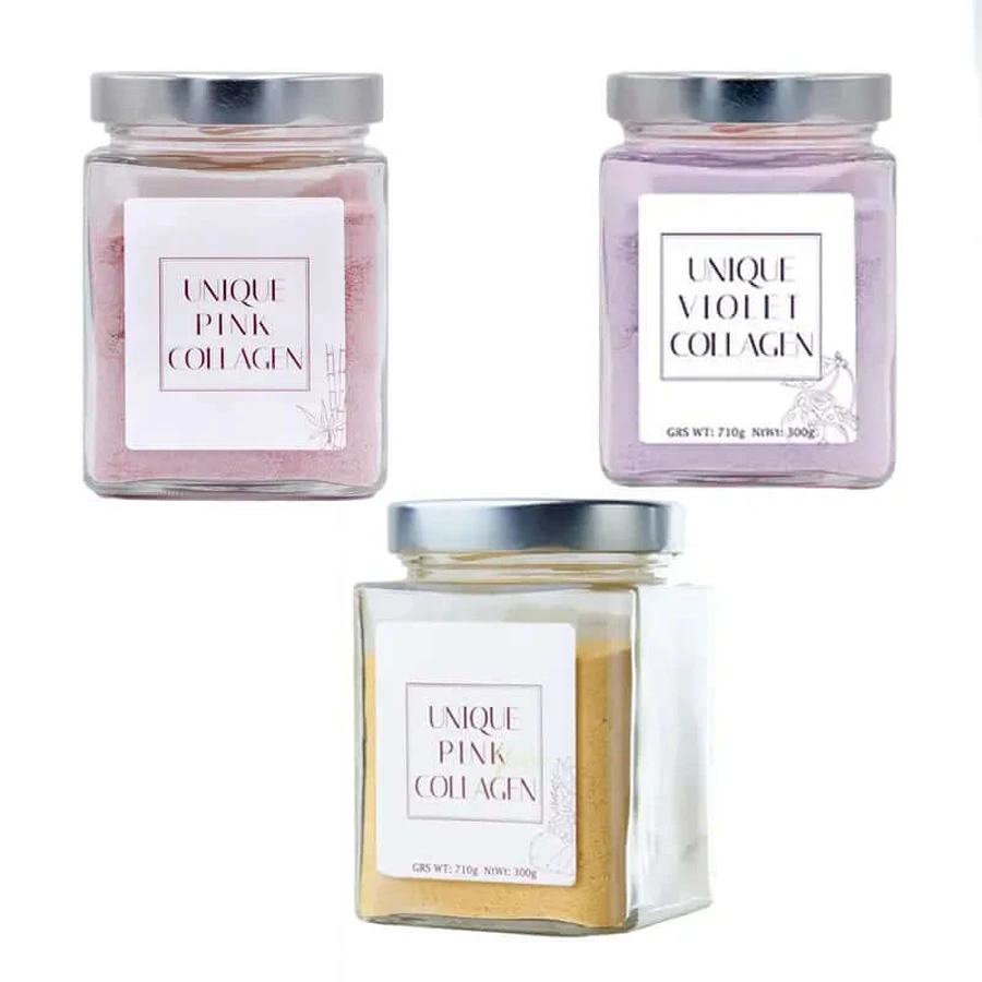 Unique Pink Geel, paars en roze voedingssupplement, verpakking 3x300g