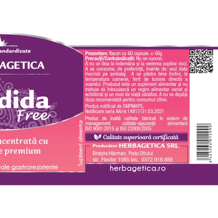 Candida Free, 120 cápsulas, Herbagetica