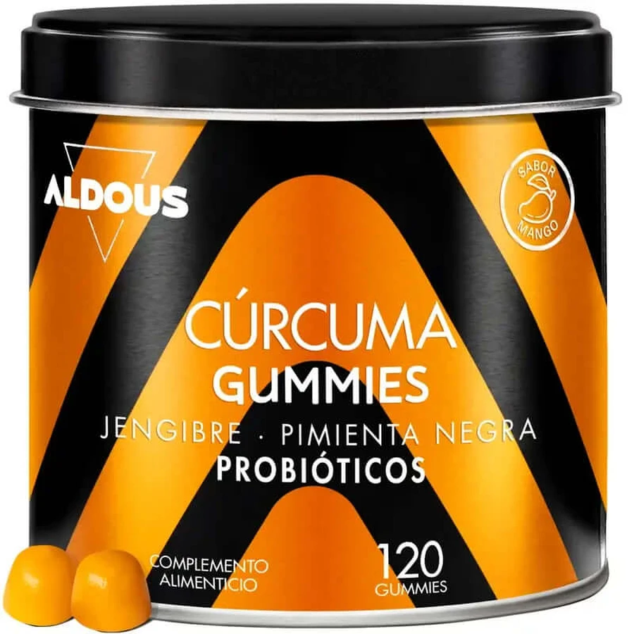 Aldous Bio Turmeric with ginger and black pepper + probiotics, 120 gummies