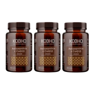 Kobho Labs Suplemento Triple Astaxantina + Coenzima Q10, 3 x 60 cápsulas