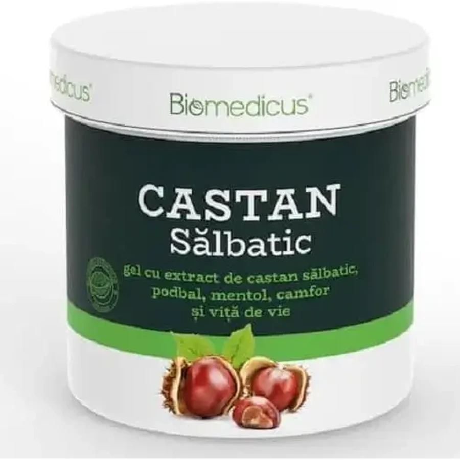 Gel van wilde kastanje met podbal-extract, menthol, kamfer en wingerd, 250 ml, Biomedicus
