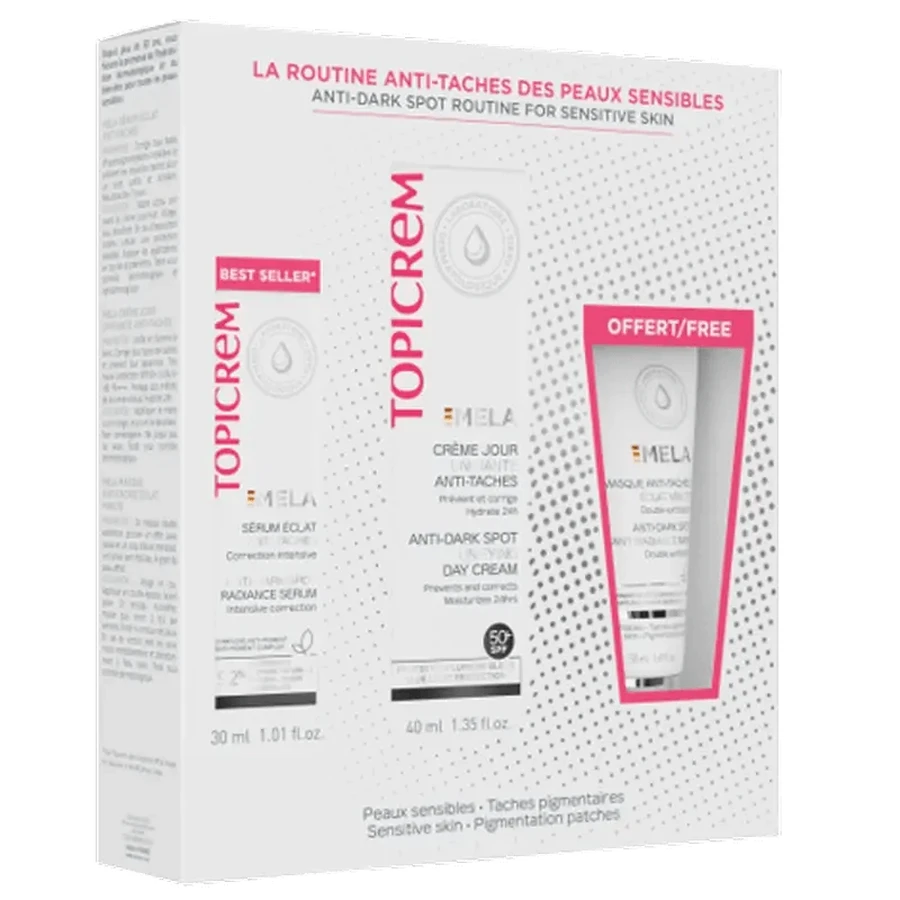 Topicrem Mela Serum Box 30 ml + Krem na dzień 40 ml + Maska 50 ml: ceny i cechy